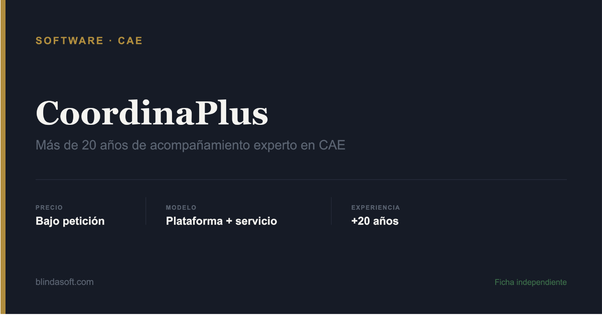 CoordinaPlus opiniones y precio: ficha independiente de la plataforma CAE con más de 20 años de experiencia y servicio de acompañamiento