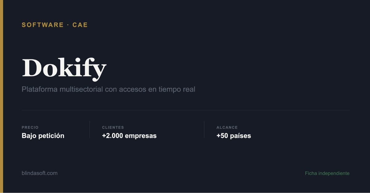 Dokify opiniones y precio: ficha independiente de la plataforma CAE multisectorial con control de accesos en tiempo real